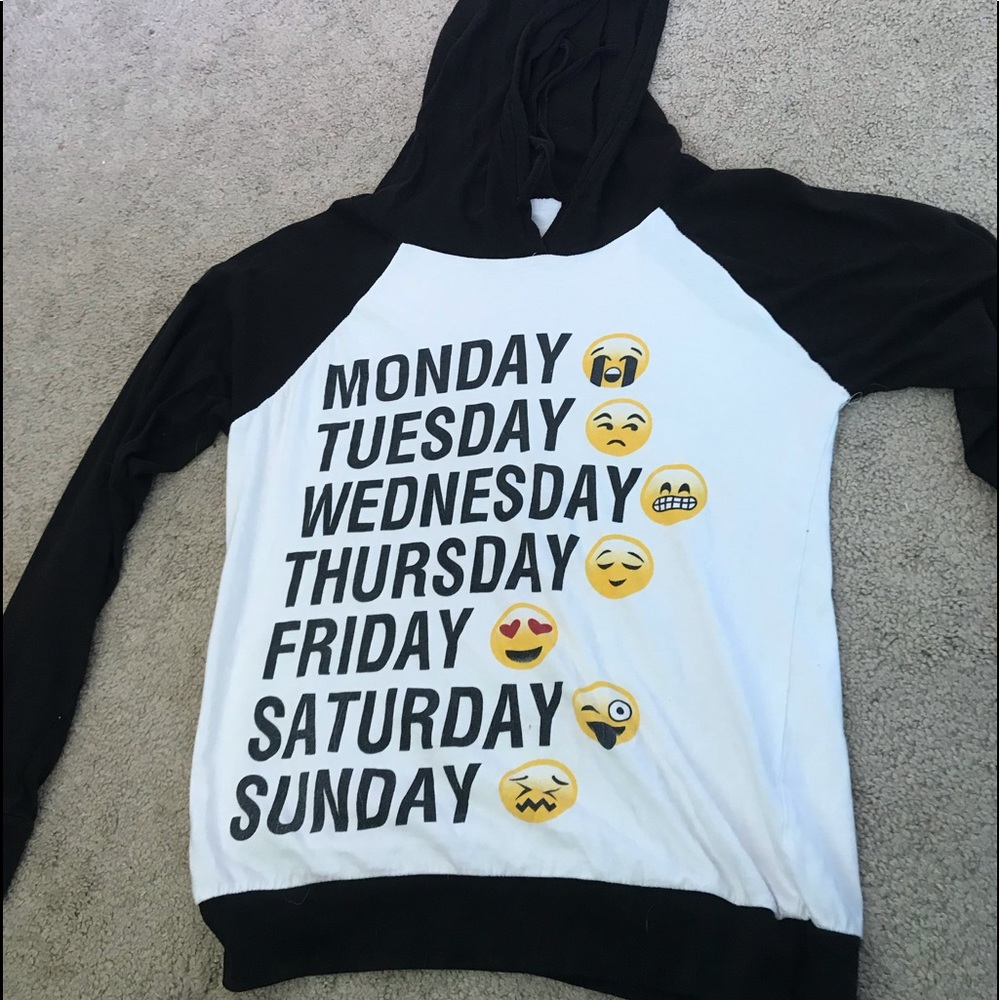 Black and white long sleeve emoji shirt
